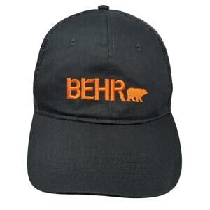 Behr Strapback Mesh Back Trucker Hat Black One Size Embroidered 6 Panel